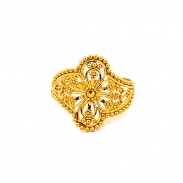 Elegant Gold Floral Ring - 22K - size 6.50
