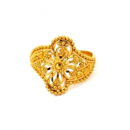 Exquisite Floral Gold Ring - 22K - size 7.25