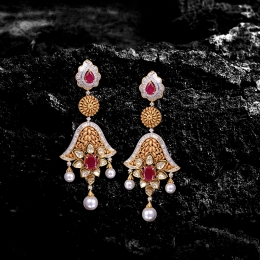 Ruby Diamond Earrings in 18K Gold