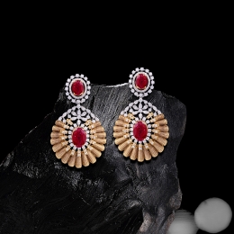 Ruby Diamond Earrings in 18K Gold