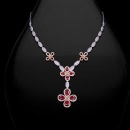 Ruby Diamond Necklace in 18K Gold