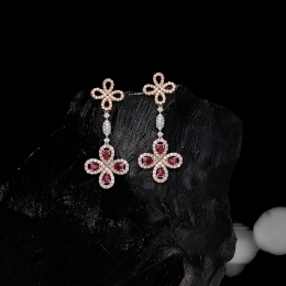 Ruby Diamond Earrings in 18K Gold