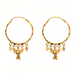 22K Yellow Gold Hoop Earrings - Diameter 25 mm