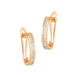 18K Rose Gold Diamond Pave Huggie Hoop Earrings