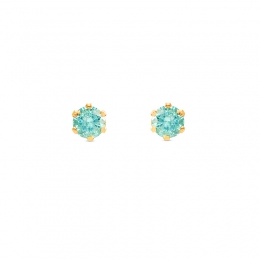 Classic round Gold Ear Studs in light blue