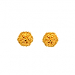Hexagon shaped 22K Gold Stud Earrings