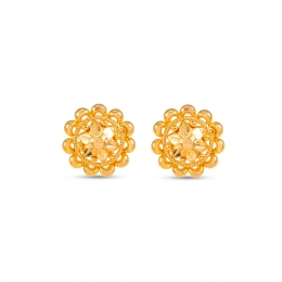 Classic Floral 22K Gold Stud Earrings