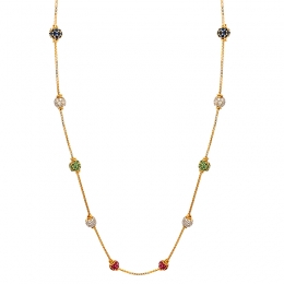 Gold Chain with Colored Beads - Length 17 inch