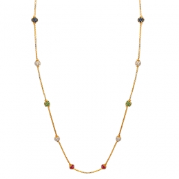 Fancy 22K Gold Chain with colored beads - Length 17 inch