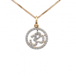 Om Pendant with Gold and Diamond frame