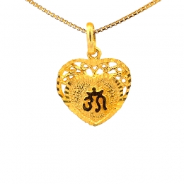Om Pendant in 22K Gold, Heart shaped