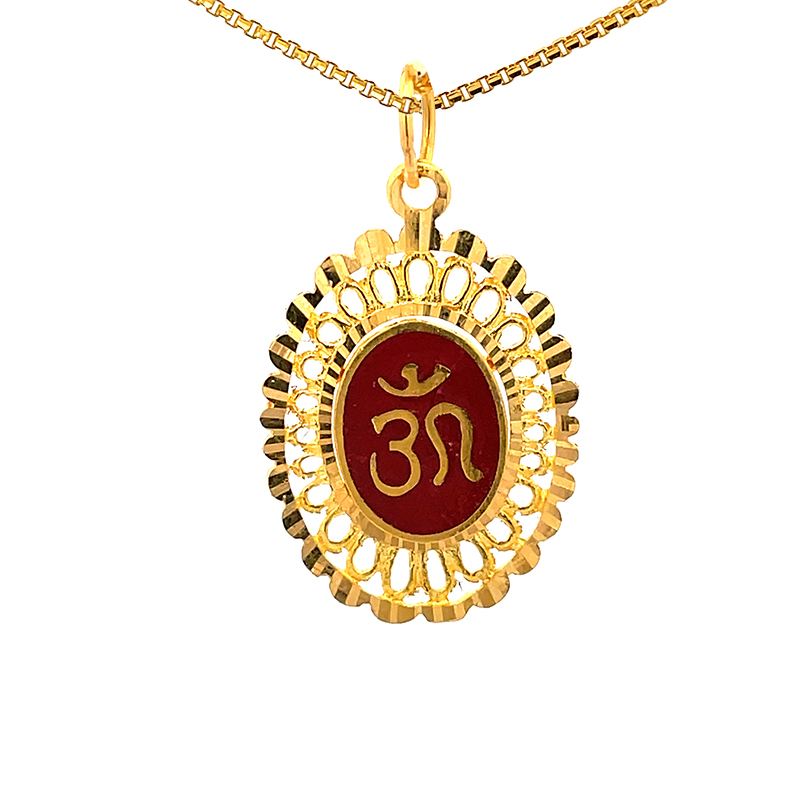 Om Pendant, Oval in 22K Gold