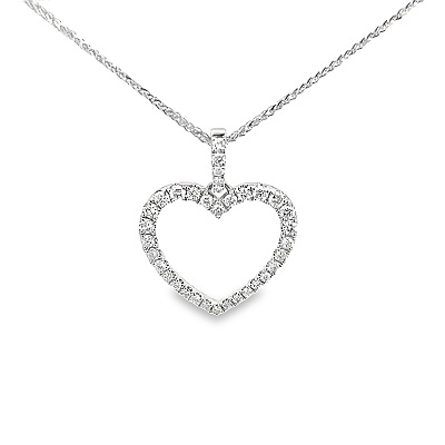 18K White Gold Heart Pendant