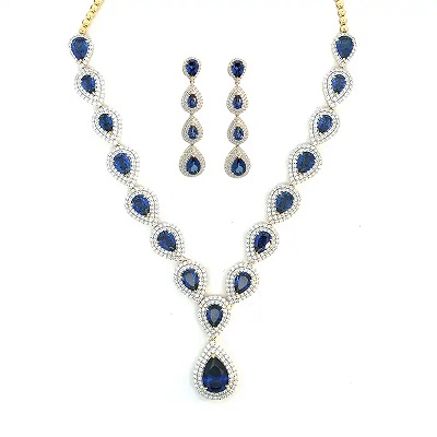 Sapphire Gold Diamond Necklace Set