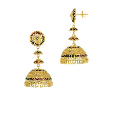 Indian Gold jhumkas/ Indian earrings /Jhumki/ light weight earrings/sm |  Erajewels