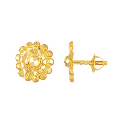 Indian traditional design handmade fabulous flower design 22 k 22 carat  yellow gold hand carved stud earring for womens jewelry  TRIBAL ORNAMENTS