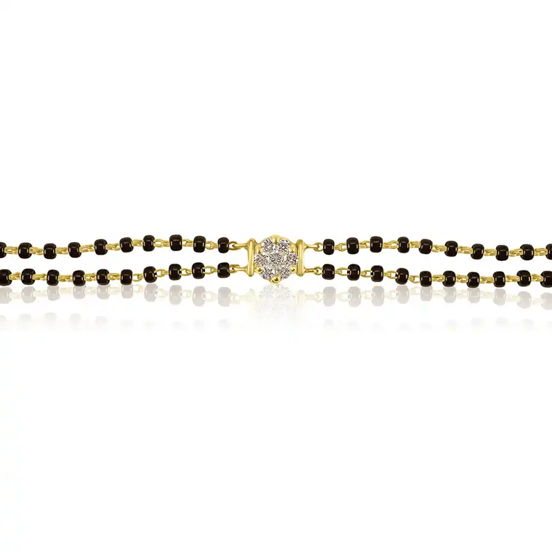 18K Gold Diamond Bracelet with black beads