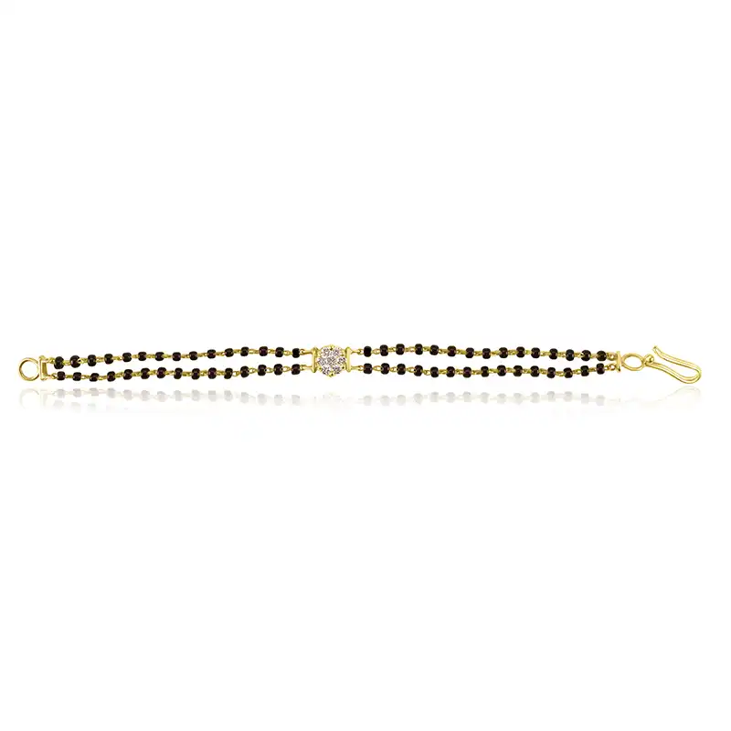 18K Gold Diamond Bracelet with black beads