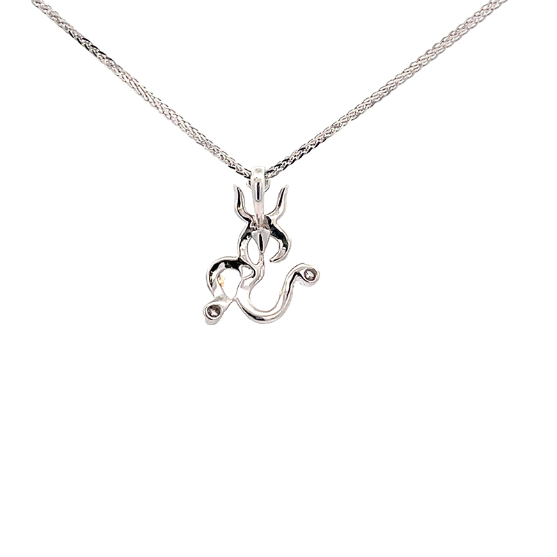 Om pendant in White Gold and Diamond