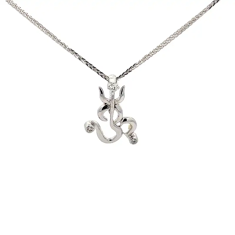 Om pendant in White Gold and Diamond