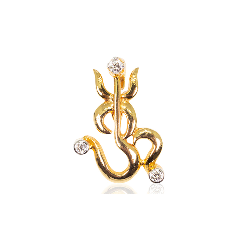 Delicate OM Pendant Charm in Yellow Gold