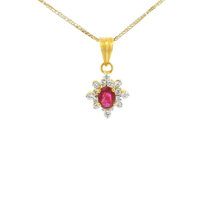 Elegant Ruby Diamond Pendant