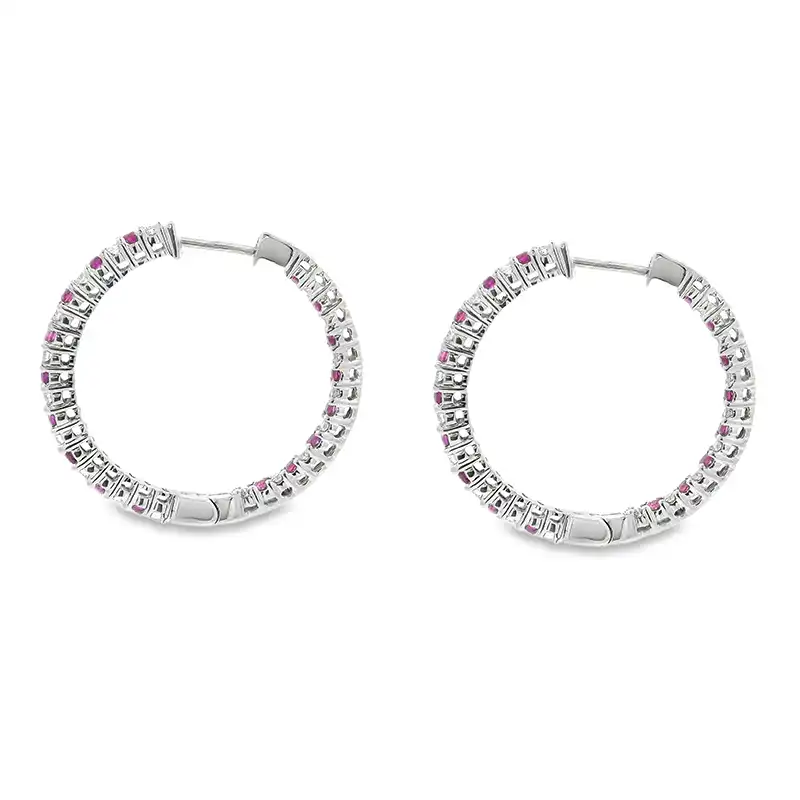 18K Gold Diamond Hoop Earrings