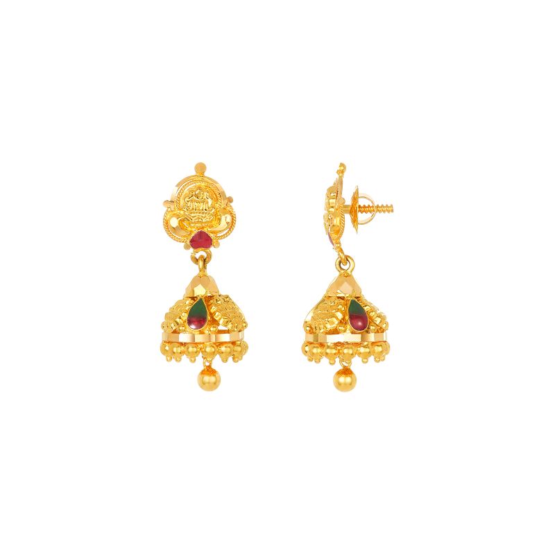 22k Yellow Gold Jhumka Earrings - ER 1PSJMO494818-A