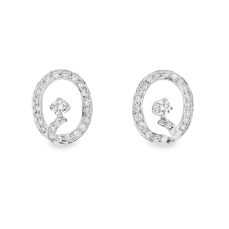 Elegant Gold Diamond Stud Earrings