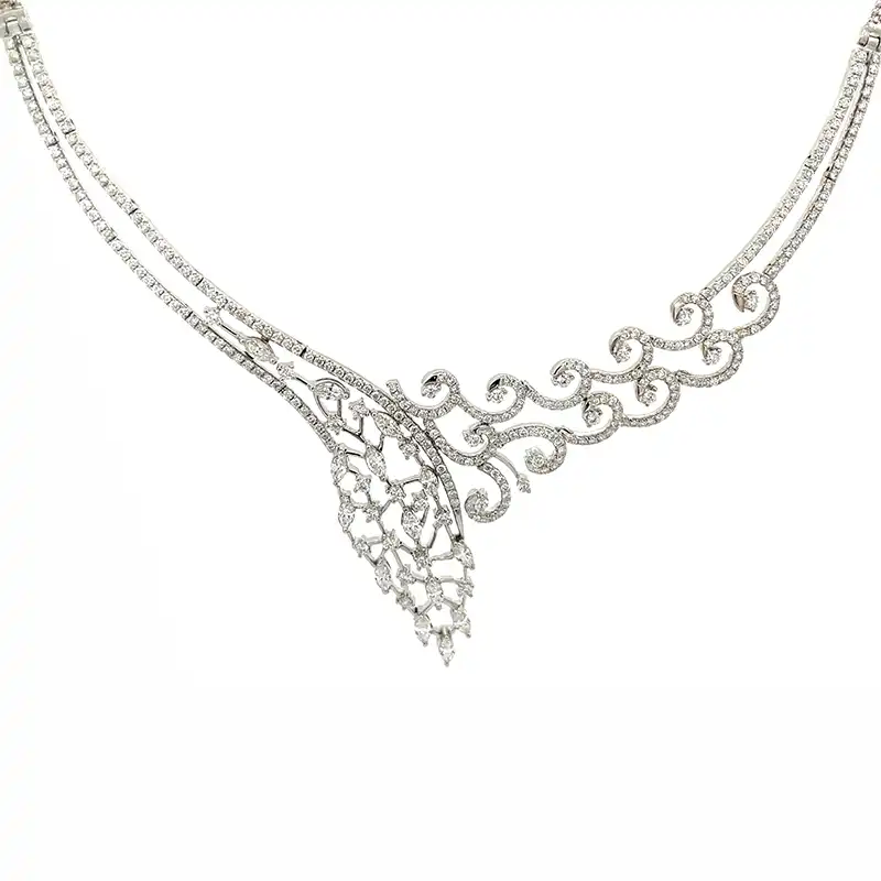 18K White Gold Diamond Necklace Set