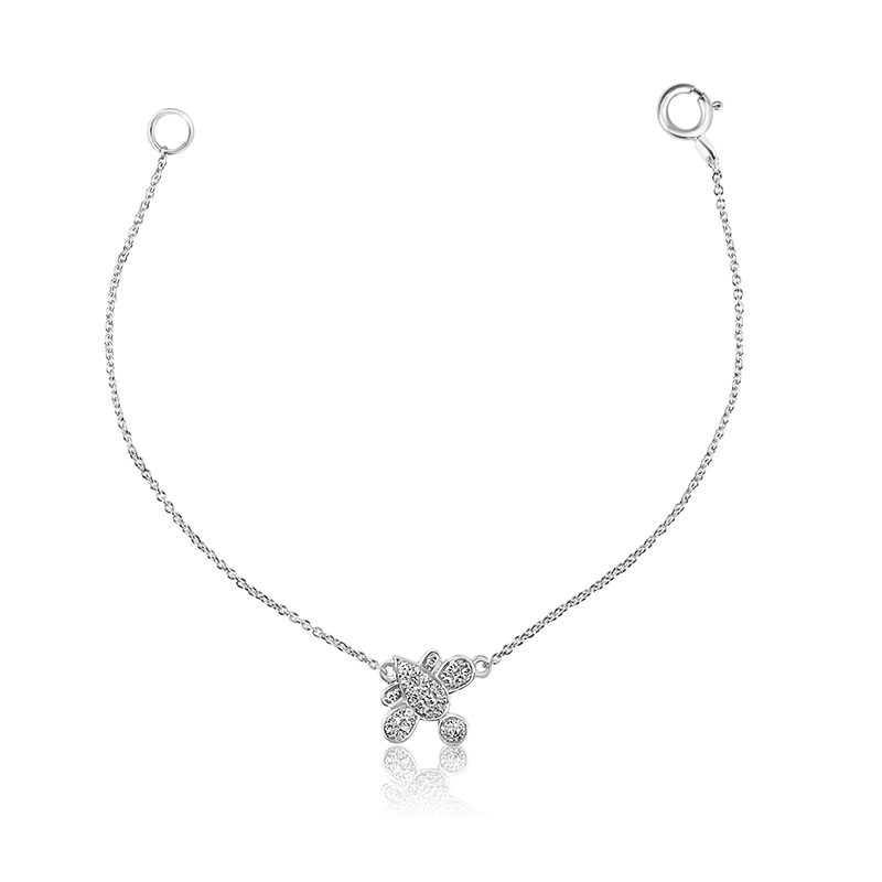 Two Diamond Butterfly Chain Bracelet, White Gold