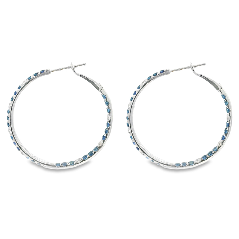 18K Gold Diamond Hoop Earrings