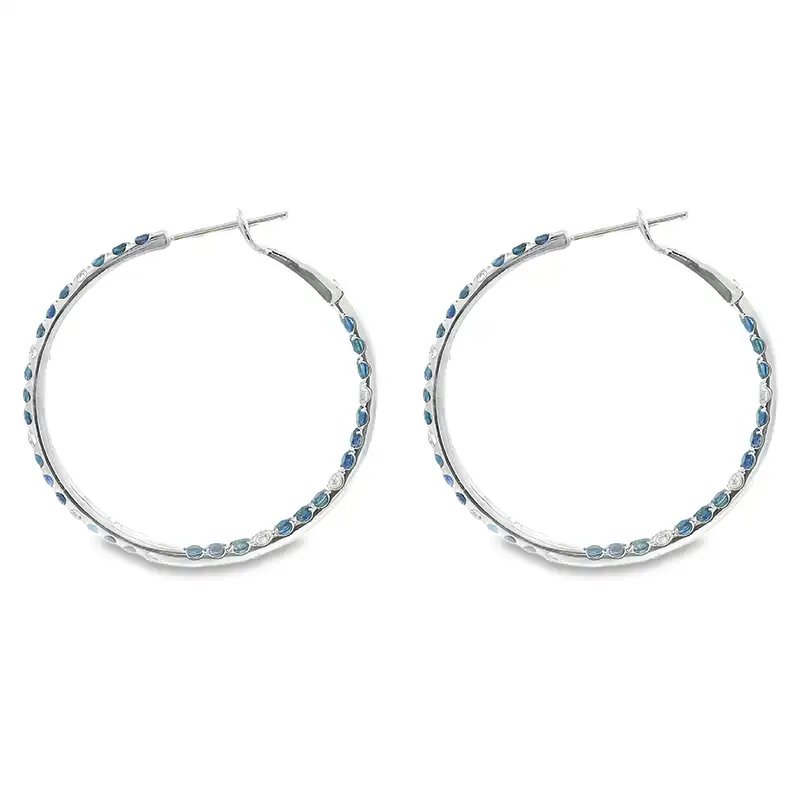 18K Gold Diamond Hoop Earrings