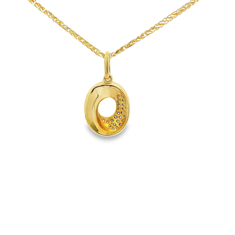 Minimalist Gold Diamond Pendant - Oval