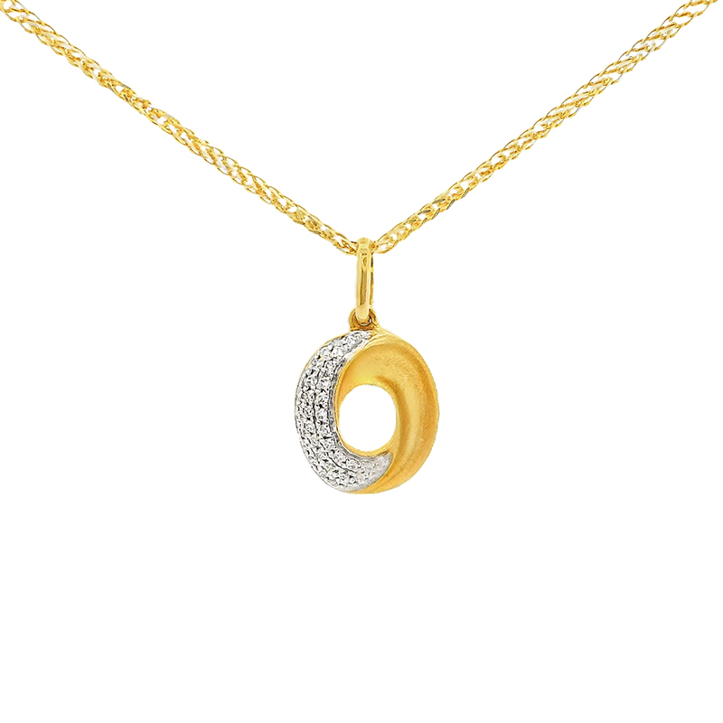 Minimalist Gold Diamond Pendant - Oval