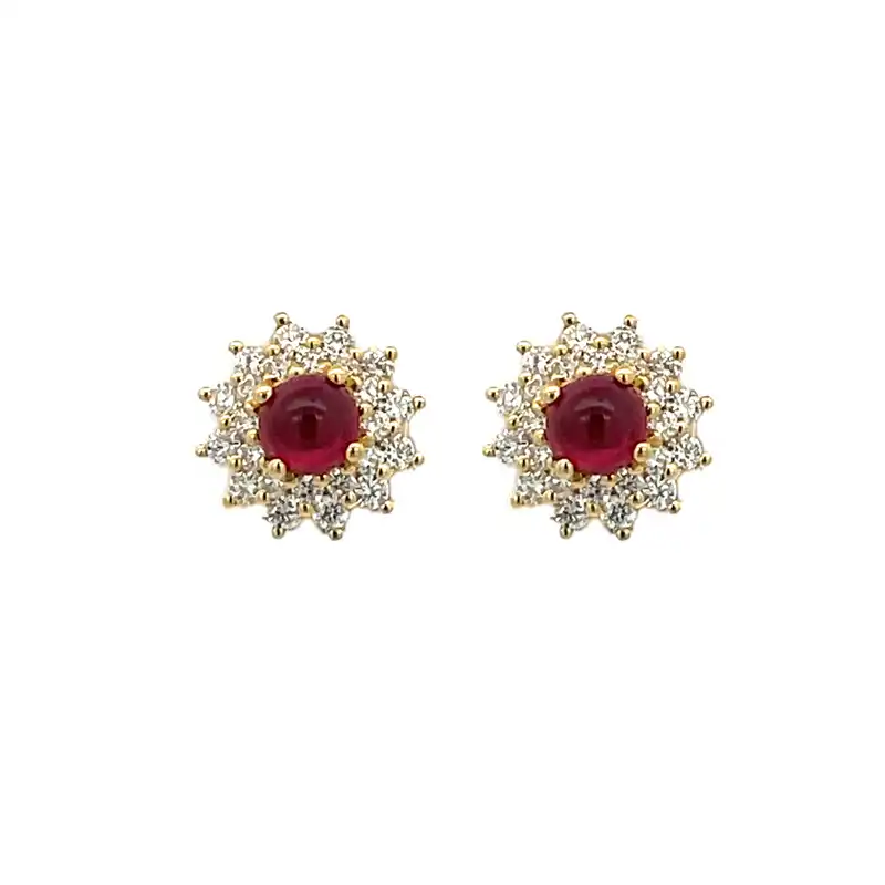 Floral Ruby Diamond Pendant Set in 18K Gold