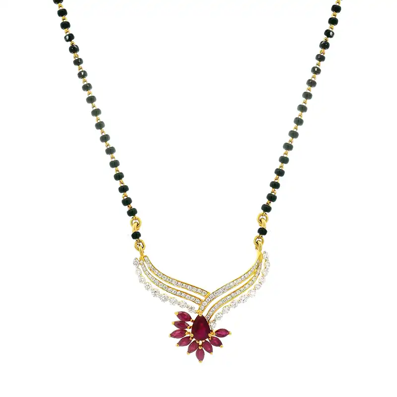 Gold Diamond Mangalsutra with Rubies