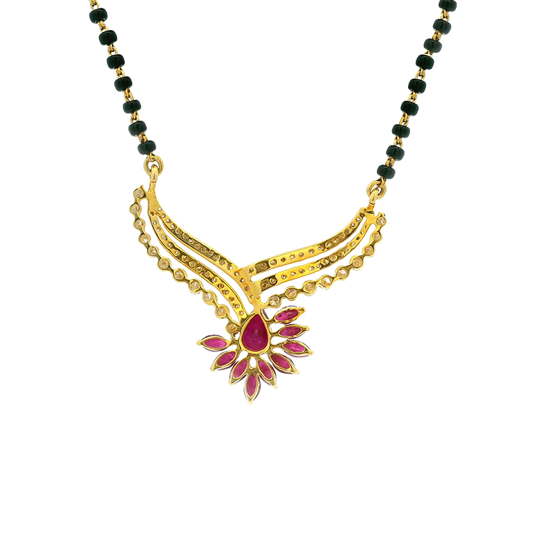 Gold Diamond Mangalsutra with Rubies