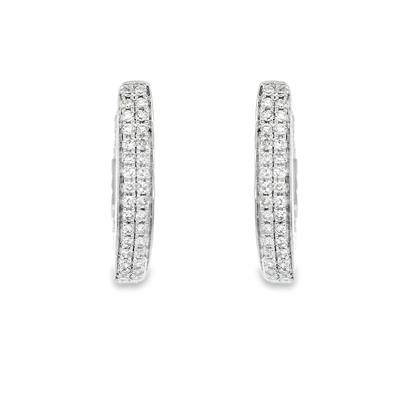 18K Gold Diamond Huggies Earring - 0.6 inch