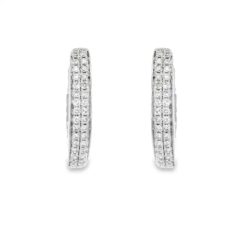 18K Gold Diamond Huggies Earring - 0.6 inch