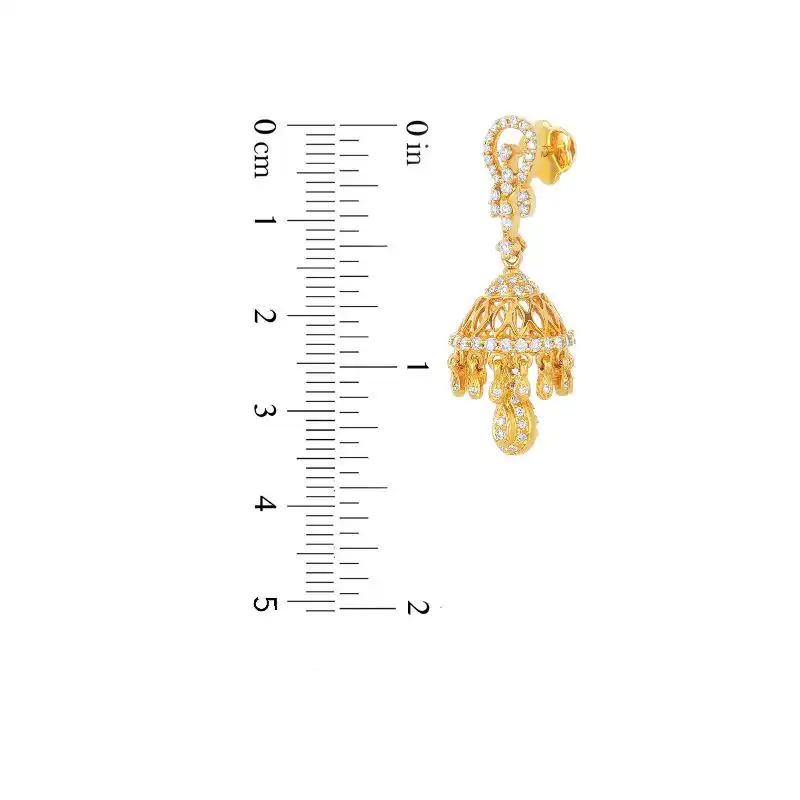 18K Yellow Gold Diamond Hanging Earrings