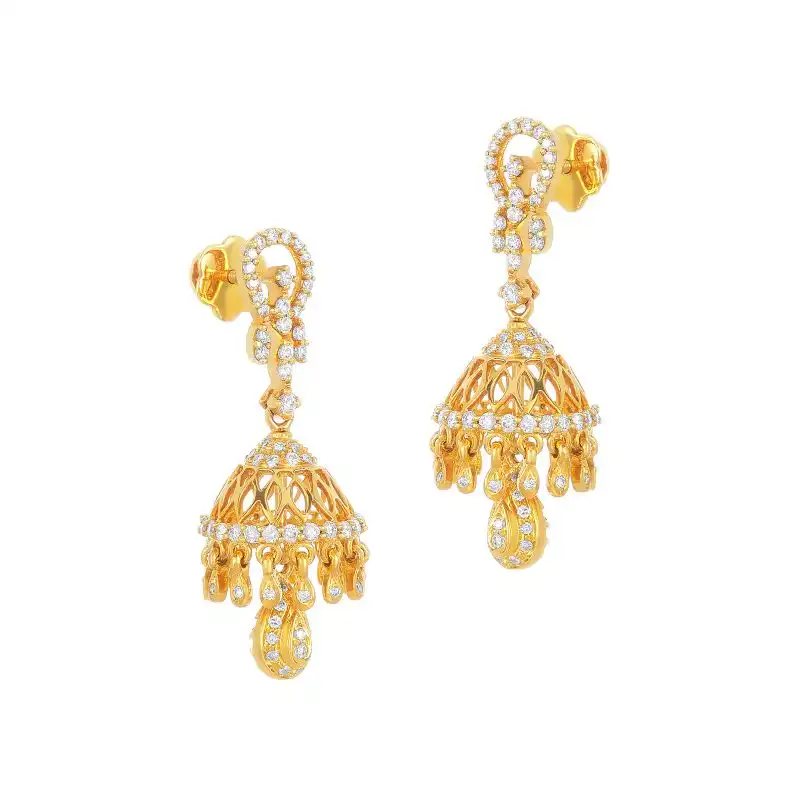 18K Yellow Gold Diamond Hanging Earrings