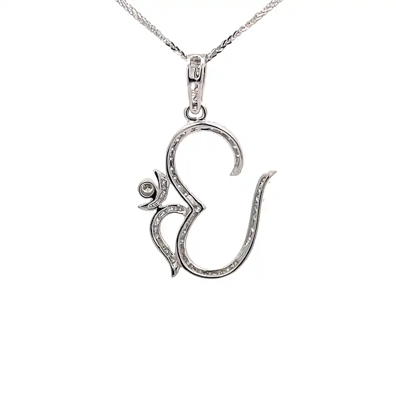 Elegant White Gold Om Pendant