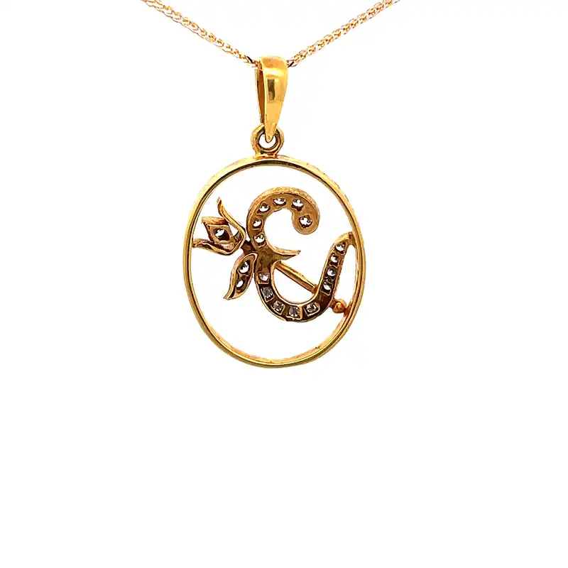 Elegant Om Pendant in 18K Gold Diamonds