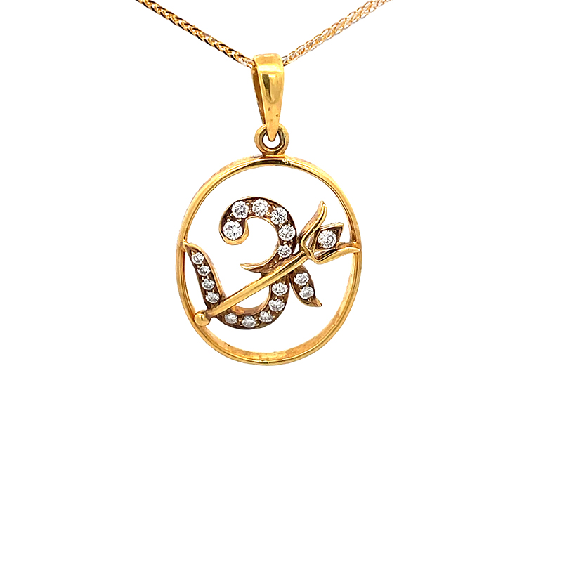 Elegant Om Pendant in 18K Gold Diamonds