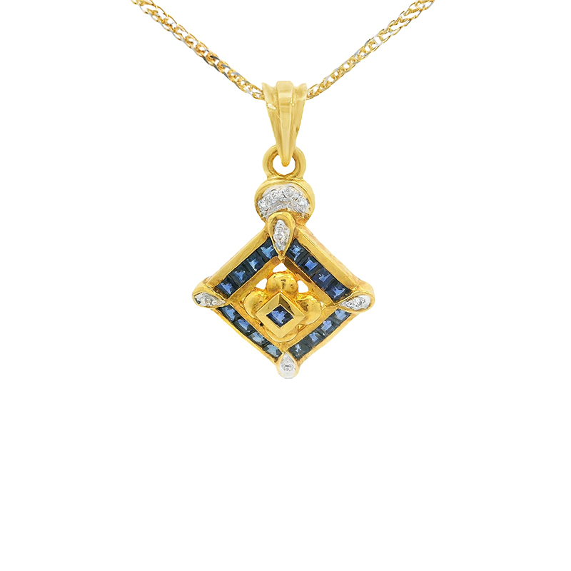 Sapphire Gold Diamond Pendant