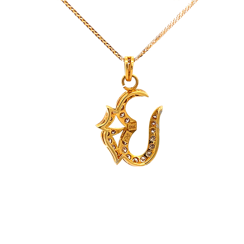 Elegant Gold Om Pendant with Diamonds