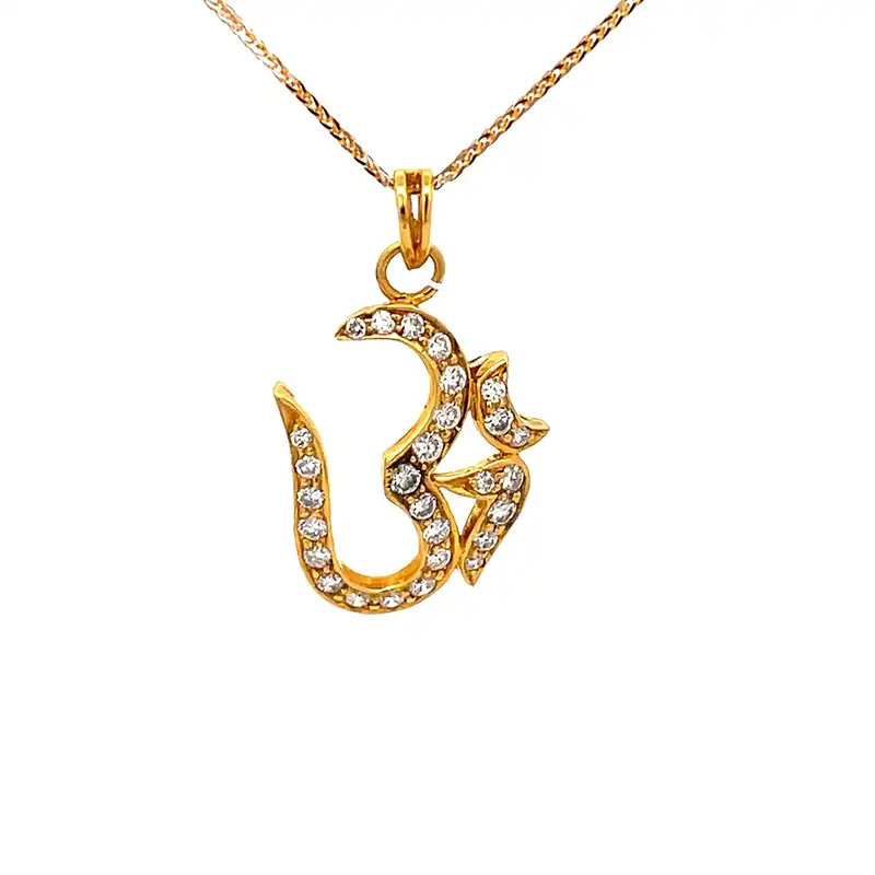 Elegant Gold Om Pendant with Diamonds