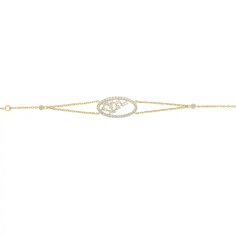 18K Gold Diamond Bracelet, oval