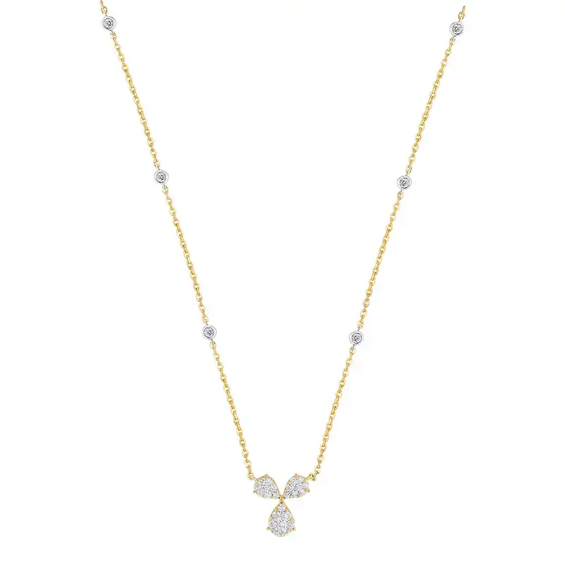 18K Gold Diamond Necklace - Pear drop